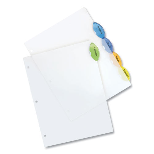 Insertable Style Edge Tab Plastic Dividers, 7-hole Punched, 5-tab, 8.5 X 5.5, Translucent, 1 Set