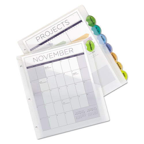 Insertable Style Edge Tab Plastic Dividers, 7-hole Punched, 5-tab, 8.5 X 5.5, Translucent, 1 Set