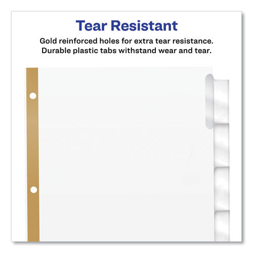 Insertable Big Tab Dividers, 8-tab, Double-sided Gold Edge Reinforcing, 11 X 8.5, White, Clear Tabs, 1 Set