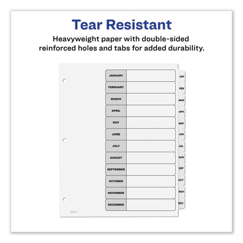 Customizable Toc Ready Index Black And White Dividers, 12-tab, Jan. To Dec., 11 X 8.5, 1 Set