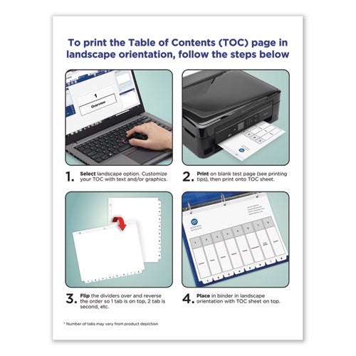 Customizable Toc Ready Index Black And White Dividers, 8-tab, 1 To 8, 11 X 8.5, 1 Set