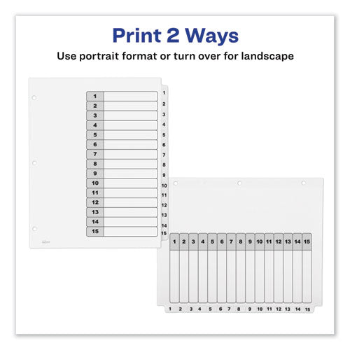 Customizable Toc Ready Index Black And White Dividers, 15-tab, 1 To 15, 11 X 8.5, 1 Set