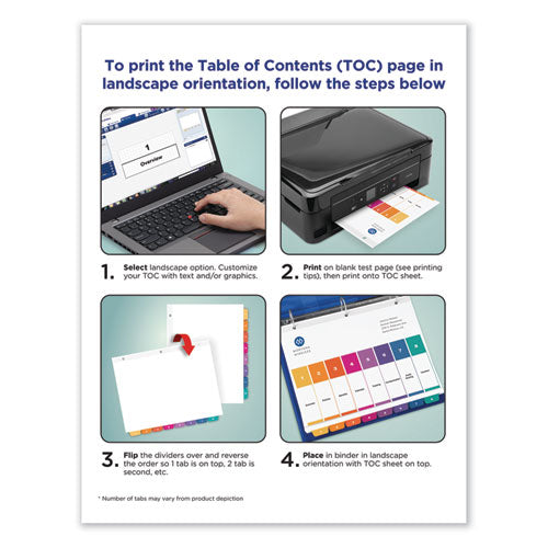 Customizable Toc Ready Index Multicolor Tab Dividers, Extra Wide Tabs, 8-tab, 1 To 8, 11 X 9.25, White, 1 Set