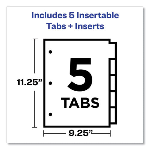 Insertable Big Tab Plastic Three-pocket Corner Lock Dividers, 5-tab, 11.13 X 9.25, Assorted, 1 Set