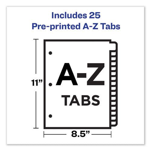 Preprinted Laminated Tab Dividers With Gold Reinforced Binding Edge, 25-tab, A To Z, 11 X 8.5, Buff, 1 Set