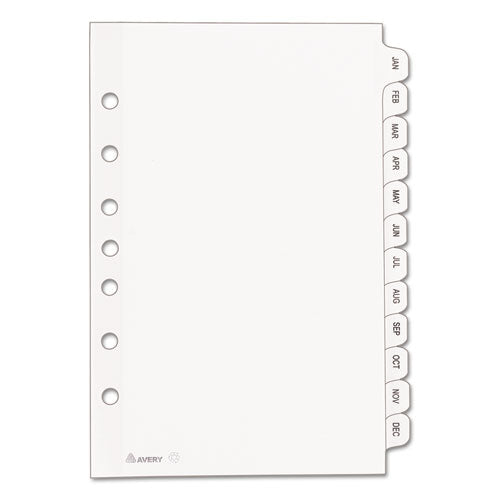 Preprinted Tab Dividers, 12-tab, Jan. To Dec., 8.5 X 5.5, White, 1 Set