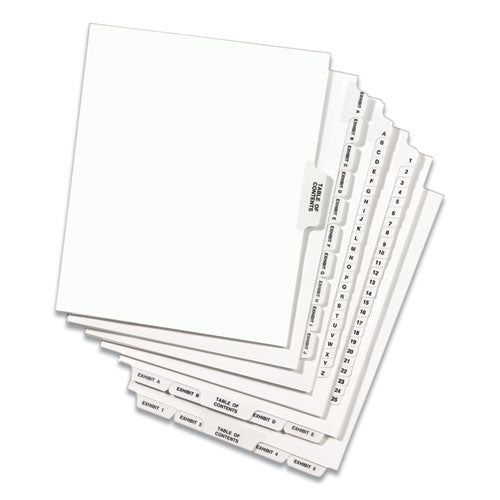 Preprinted Legal Exhibit Side Tab Index Dividers, Avery Style, 11-tab, 1 To 10, 11 X 8.5, White, 1 Set