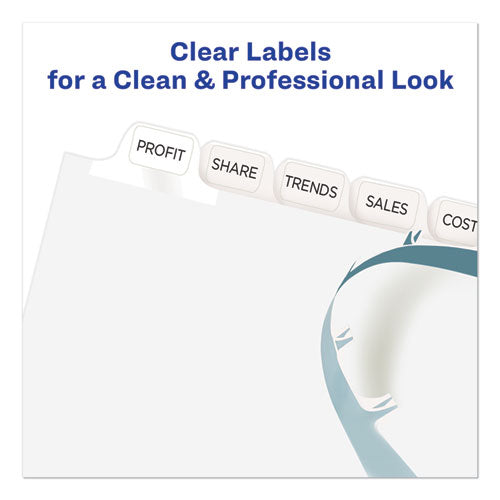 Print And Apply Index Maker Clear Label Dividers, 12-tab, White Tabs, 11 X 8.5, White, 1 Set