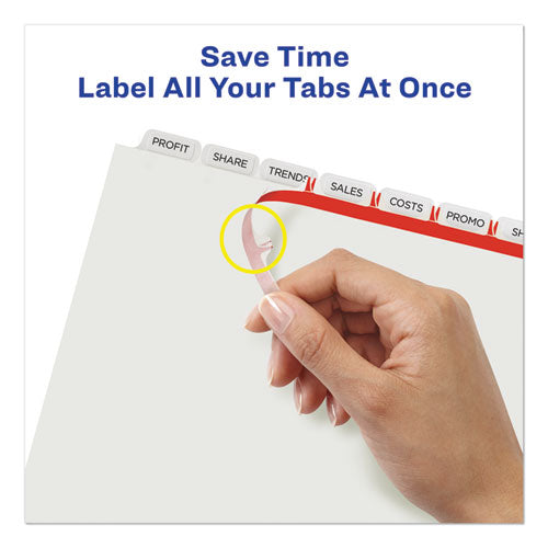 Print And Apply Index Maker Clear Label Dividers, Extra Wide Tabs, 8-tab, 11.25 X 9.25, White, 5 Sets