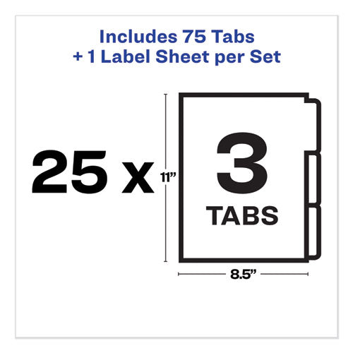 Print And Apply Index Maker Clear Label Unpunched Dividers, 3-tab, 11 X 8.5, White, 25 Sets