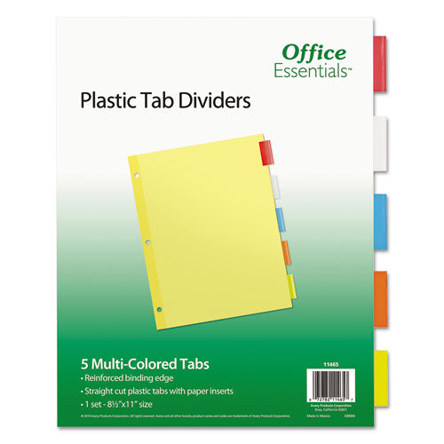 Plastic Insertable Dividers, 5-tab, 11 X 8.5, Clear Tabs, 1 Set