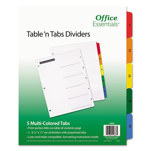 Table 'n Tabs Dividers, 26-tab, A To Z, 11 X 8.5, White, Assorted Tabs, 1 Set