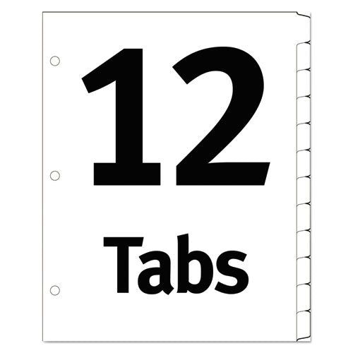 Table 'n Tabs Dividers, 12-tab, Jan. To Dec., 11 X 8.5, White, Assorted Tabs, 1 Set