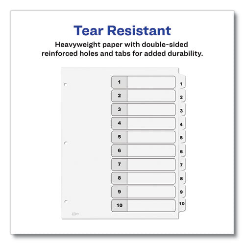 Customizable Table Of Contents Ready Index Black And White Dividers, 10-tab, 1 To 10, 11 X 8.5, White, 6 Sets