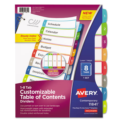 Customizable Toc Ready Index Multicolor Tab Dividers, 5-tab, 1 To 5, 11 X 8.5, White, Contemporary Color Tabs, 1 Set
