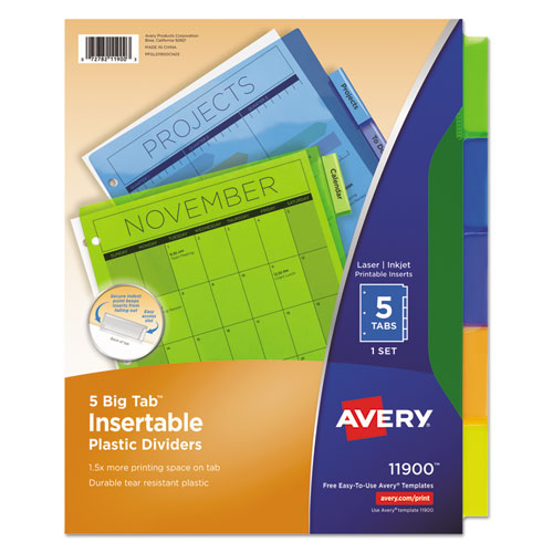 Insertable Big Tab Plastic Dividers, 8-tab, 11 X 8.5, Assorted, 1 Set