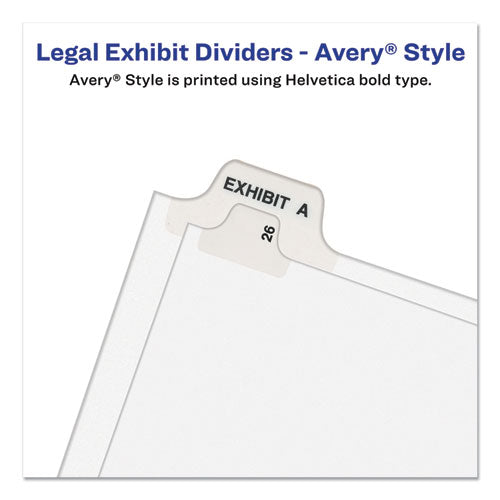 Preprinted Legal Exhibit Side Tab Index Dividers, Avery Style, 10-tab, 9, 11 X 8.5, White, 25/pack