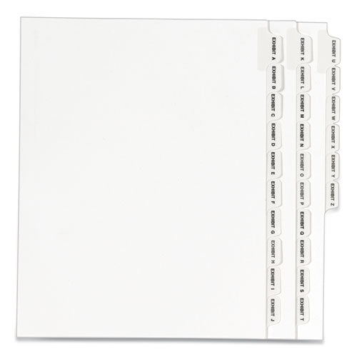 Avery-style Preprinted Legal Bottom Tab Divider, 26-tab, Exhibit A, 11 X 8.5, White, 25/pk