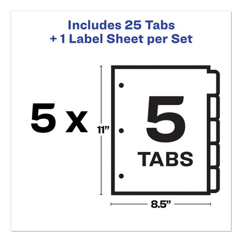 Print And Apply Index Maker Clear Label Plastic Dividers With Printable Label Strip, 5-tab, 11 X 8.5, Assorted Tabs, 5 Sets