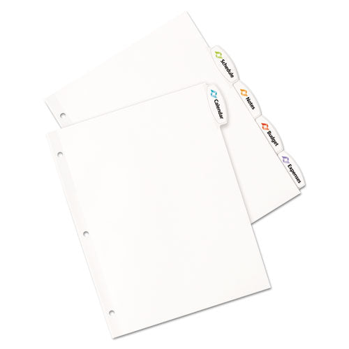 Big Tab Printable White Label Tab Dividers, 5-tab, 11 X 8.5, White, 20 Sets