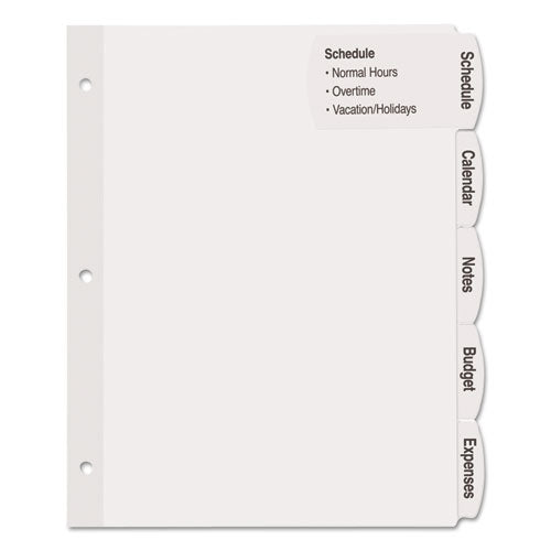 Big Tab Printable White Label Tab Dividers, 8-tab, 11 X 8.5, White, 20 Sets