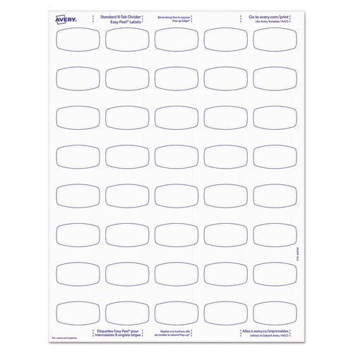 Big Tab Printable White Label Tab Dividers, 8-tab, 11 X 8.5, White, 20 Sets