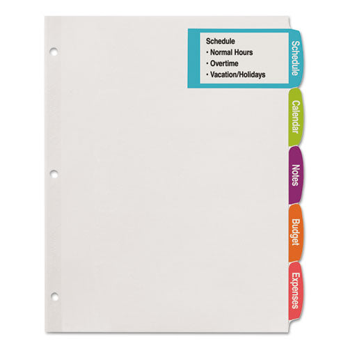 Big Tab Printable White Label Tab Dividers, 8-tab, 11 X 8.5, White, 20 Sets