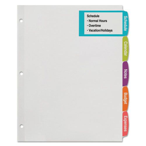 Big Tab Printable Large White Label Tab Dividers, 8-tab, 11 X 8.5, White, 20 Sets