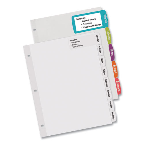 Big Tab Printable Large White Label Tab Dividers, 8-tab, 11 X 8.5, White, 20 Sets