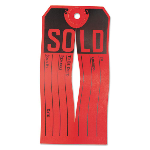 Sold Tags, Paper, 4.75 X 2.38, Red/black, 500/box