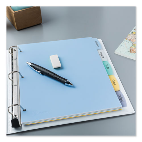 Write And Erase Big Tab Durable Plastic Dividers, 3-hole Punched, 5-tab, 11 X 8.5, Assorted, 1 Set