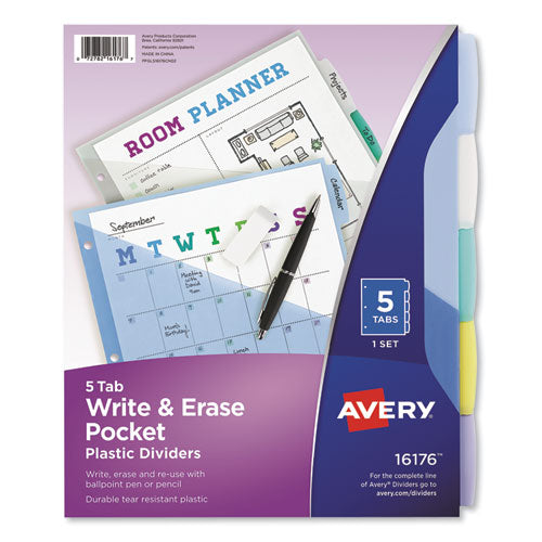 Write And Erase Durable Plastic Dividers With Slash Pocket, 3-hold Punched, 8-tab, 11.13 X 9.25, Assorted, 1 Set