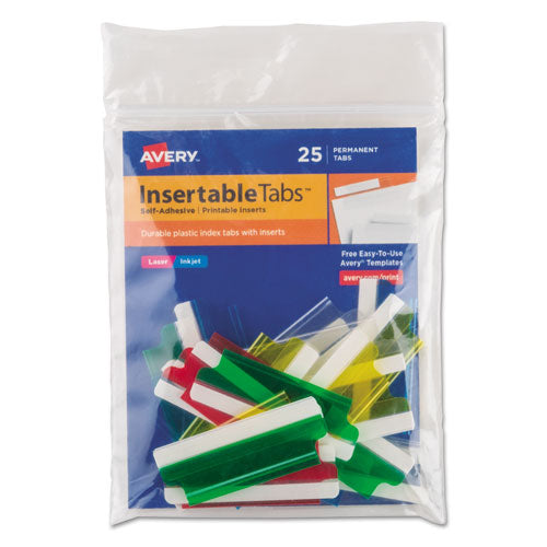 Insertable Index Tabs With Printable Inserts, 1/5-cut, Clear, 1" Wide, 25/pack