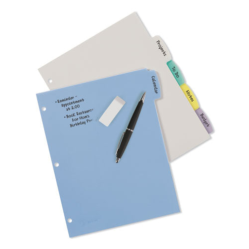 Write And Erase Big Tab Durable Plastic Dividers, 3-hole Punched, 8-tab, 11 X 8.5, White, 1 Set