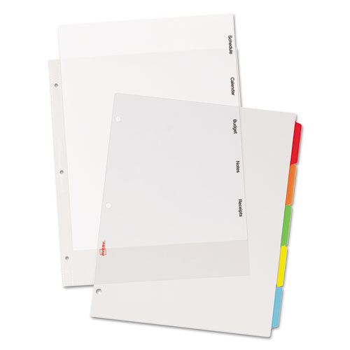 Clear Easy View Plastic Dividers With Multicolored Tabs And Sheet Protector, 5-tab, 11 X 8.5, Clear, 1 Set