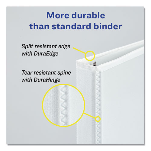 Durable View Binder With Durahinge And Slant Rings, 3 Rings, 0.5" Capacity, 11 X 8.5, White