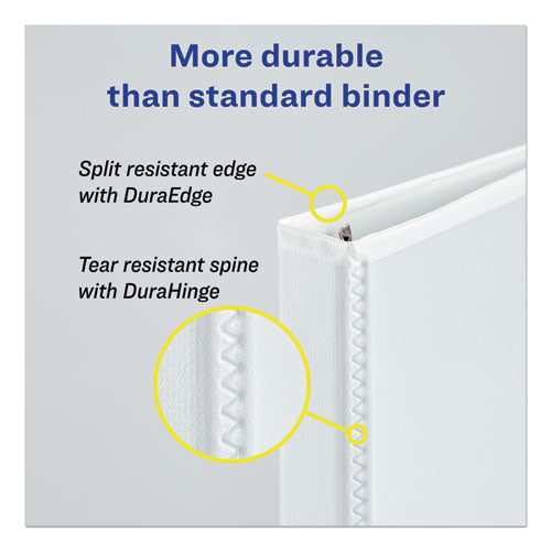 Durable View Binder With Durahinge And Slant Rings, 3 Rings, 3" Capacity, 11 X 8.5, White, 4/pack