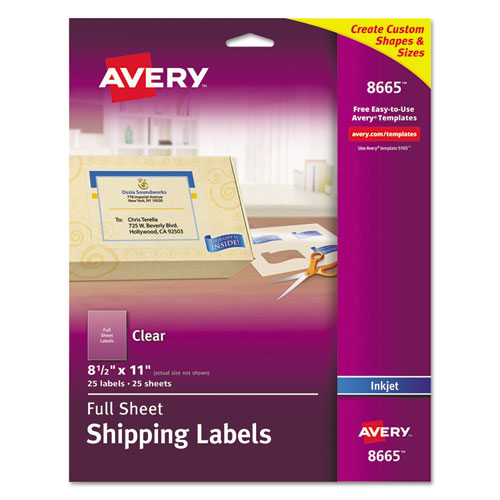 Matte Clear Shipping Labels, Inkjet Printers, 8.5 X 11, Clear, 10/pack