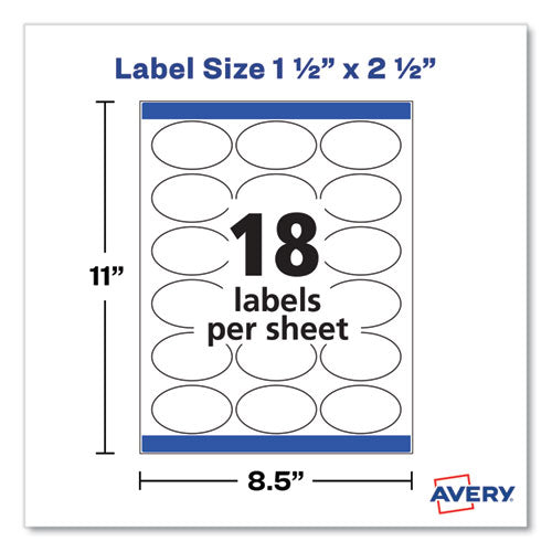 Oval Labels With Sure Feed And Easy Peel, 1.5 X 2.5, Glossy White, 180/pack