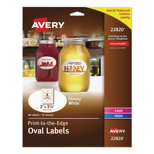 Oval Labels With Sure Feed And Easy Peel, 1.5 X 2.5, Glossy White, 180/pack