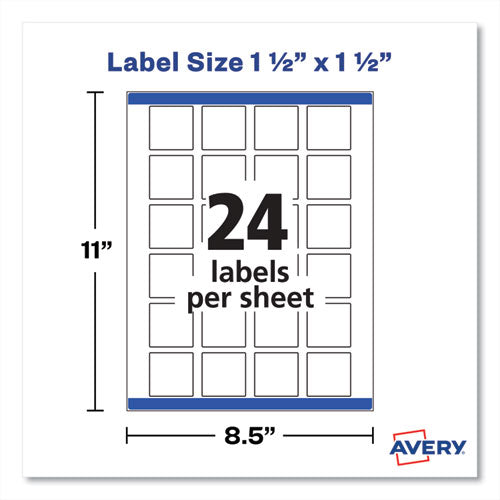 Square Labels With Sure Feed And Trueblock, 1.5 X 1.5, White, 600/pack