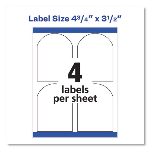 Textured Arched Print-to-the-edge Labels, Laser Printers, 4.75 X 3.5, White, 4/sheet, 10 Sheets/pack