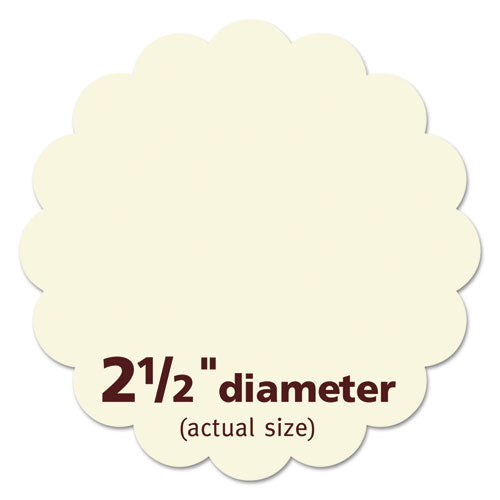 Print-to-the Edge Labels W/scalloped Edge, 2 1/2" Dia, Pearl Ivory, 72/pk