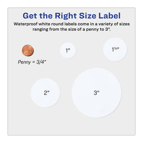 Durable White Id Labels W/ Sure Feed, 2.5" Dia, White, 72/pk