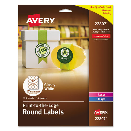 Round Print-to-the Edge Labels With Surefeed And Easypeel, 2" Dia, Matte White, 300/pack