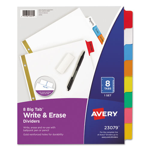 Write And Erase Big Tab Paper Dividers, 5-tab, 11 X 8.5, White, Assorted Tabs, 1 Set