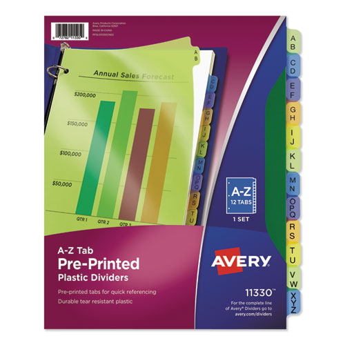 Heavy-duty Preprinted Plastic Tab Dividers, 26-tab, A To Z, 11 X 9, Yellow, 1 Set