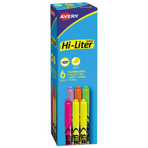 Hi-liter Pen-style Highlighters, Fluorescent Yellow Ink, Chisel Tip, Yellow/black Barrel, Dozen