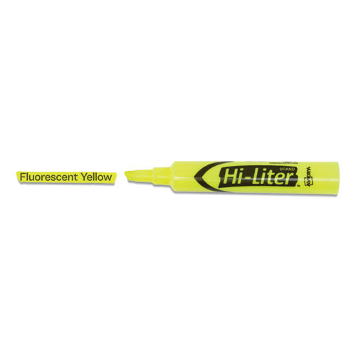 Hi-liter Desk-style Highlighters, Fluorescent Yellow Ink, Chisel Tip, Yellow/black Barrel, Dozen