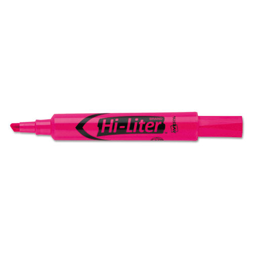 Hi-liter Desk-style Highlighters, Fluorescent Yellow Ink, Chisel Tip, Yellow/black Barrel, Dozen